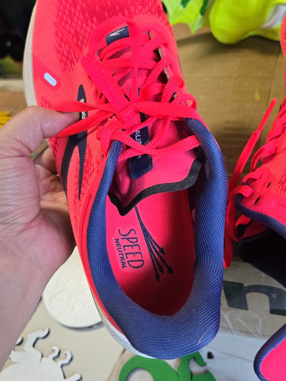 Brooks Launch 9 Neon Pink and Navy Running Sneakers - Picture 7 of 8